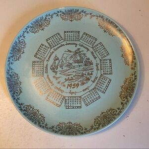 Vintage Taylor Smith & Taylor Pebbleford  1959 calender collector plate‎